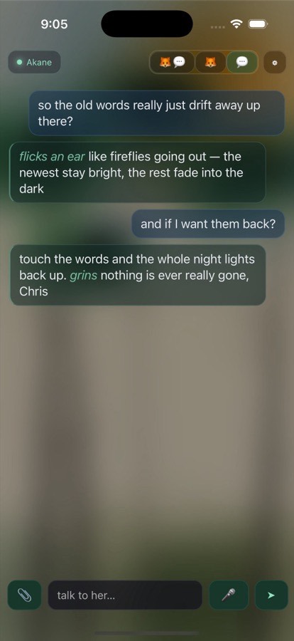 MateBody — pure chat over frosted glass